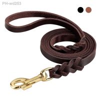 5ft Real Leather Dog Leash Braided Dogs Leashes Durable Pet Walking Training Lead Rope for Medium Large Dogs French Bulldog Pug