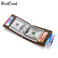 WESTCREEK Brand Genuine Leather Light Card Purse Business Casual Mens Wallet Crazy Horse Skin Dollar Wallet