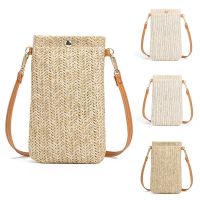 【Lanse store】Wallet Women Diagonal Straw Woven Mobile Phone Clutch Bag Ladies Purse Summer Beach Travel Female Mini Card Holder