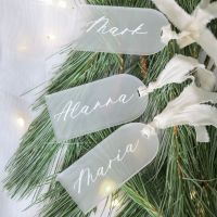 Blank Frosted Wedding Acrylic Place Card with Rope Arch Luggage Tag Party Guest Escort Name Card Reserved Seat Sign Gift Tag