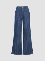 Cider Denim Striped Pocket Flared Pants