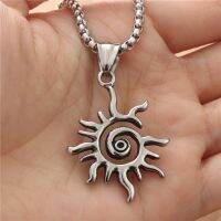 NUOBING Personality Punk Sun Flame Pendant Necklace Retro Fashion Male Stainless Steel Hollow Fashion Gothic Jewelry Wholesale Fashion Chain Necklaces