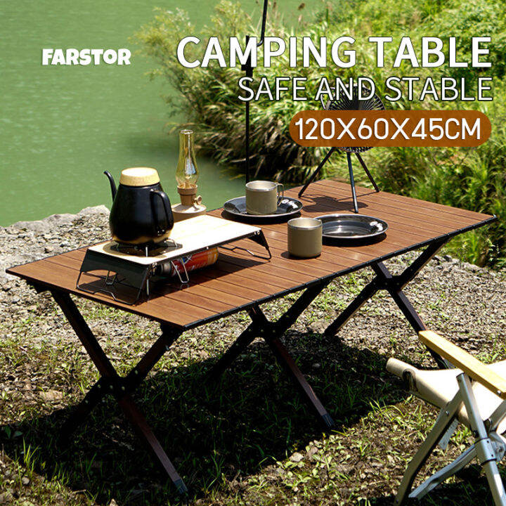 Folding Wooden Table Camping Egg Roll Table 120CM Long Foldable Table
