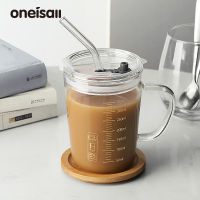 ONEISALL แก้วกาแฟ350มล.,ถ้วยน้ำพร้อมหลอดและฝาปิดเหมาะสำหรับเก็บนมกาแฟน้ำผลไม้ชา