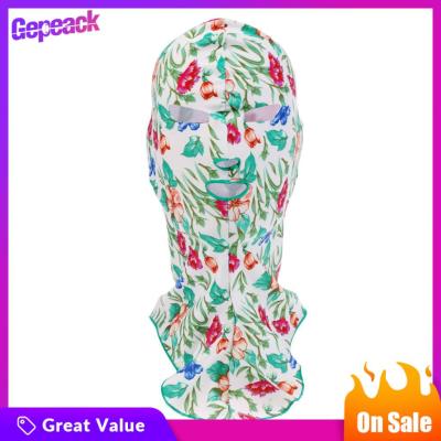 Gepeack หมวกว่ายน้ำ Seluruh Wajah ป้องกันรังสียูวีหน้ากากว่ายน้ำศีรษะและผ้าคลุมหน้าและคอ