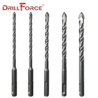 Drillforce ดอกสว่านสว่านเจาะปูนกระเบื้องเซรามิคกระจก5ชิ้น6/8/10/12มม. คาร์ไบด์ปลาย SDS บวกดอกสว่านเจาะอิฐ160มม.