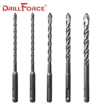 Drillforce ดอกสว่านสว่านเจาะปูนกระเบื้องเซรามิคกระจก5ชิ้น,ชุดดอกสว่าน6/8/10/12มม. คาร์ไบด์ปลาย SDS บวกดอกสว่านเจาะอิฐ160มม.