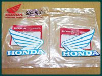 HONDA WING "WHITE" (80mm.) FAIRING EMBLEM DECAL #สติ๊กเกอร์ HONDA WING แท้ 80มม. สีขาวตัดสีดำ