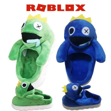 Roblox Rainbow Friends Chapter 2 cartoon game character doll plush slippers  blue plush toy slippers