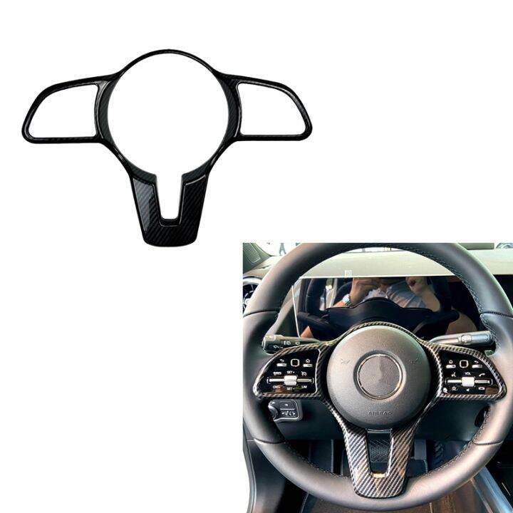 Car Carbon Fiber Steering Wheel Panel Cover Trim for Mercedes Benz a B