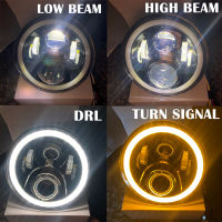 7นิ้วรอบ Motorycle ไฟหน้าสำหรับ Street Glide Fat Boy 7 "LED DRL H4 Halo ไฟหน้าสำหรับ VAZ 2101 Lada Niva 4X4 Suzuki Samurai