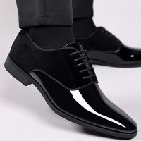 Classic Patent Leather Shoes for Men Casual Business Shoes Lace Up Formal Office Work Shoes for Male Party Wedding Oxfords