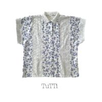 TuTTi AW 2022 Exclusive for Lazada Tinies linen shirt เสื้อเชิ้ตผ้าลินิน ดีเทลเย็บสลับกับผ้าลูกไม้คอตตอน / เสื้อผ้าแฟชั่นสตรี