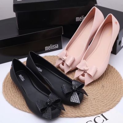 【Free Shipping】2023Melissaˉdouble-layer big bow womens shoes fish mouth heightening jelly shoes