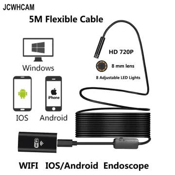 F99 Wifi Endoscope Camera HD720P 8mmLens USB Camera Semi-rigid Cable  Waterproof Iphone Android Wireless Car Inspection Borescope