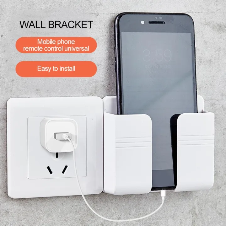 YR Wall Mounted Phone Holder Organizer Storage Box Remote Control