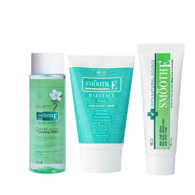 Smooth E 3 IN 1 Cleanser-Toner-Moisturizer Set ชุดดูแลผิวทั้งล้าง-เช็ด-บำรุงในชุดเดียว