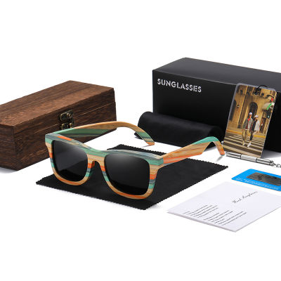 GM Fashion Skateboard Wood Bamboo Sunglasses Polarized for Women Mens Designer Wooden Sun Glasses UV400