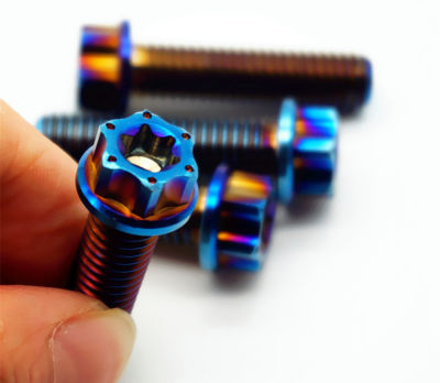 4pcs Burn Blue Titanium Screws M8 x 15 20 25 30 40 Torx Flange Ti Bolts for Motorcycle DIY Decoration Repair Ti Fasteners