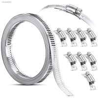 ☂๑☊ HOT-304 Stainless Steel Worm Clamp Hose Clamp Strap with Fasteners Adjustable DIY Pipe Hose Clamp Ducting Clamp 11.5 Feet