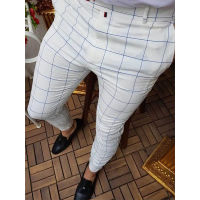 Spring Autumn Mid Waist Slim Trousers Fashion Business Pencil Pants Men Streetwear 2022 Casual Striped Plaid Printed Mens Pants