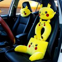 【CW】3pcs Pokemon Pikachu Car Seat Headrest Pillow Auto Car Neck Pillow Kawaii Head Support Lumbar Support For Office Chair Cushion