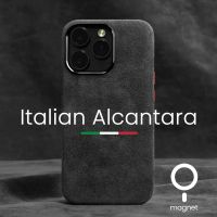 ALCANTARA เคสแม่เหล็กสำหรับ14 Pro Max 12 13,เคสหนังซูเปอร์คาร์หนังเทียมหรูหราฝาครอบโทรศัพท์แนวธุรกิจ