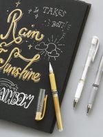 Mitsubishi highlight pen UM-153 gold and silver white black paper with paint neutral note number wedding meeting