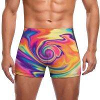 Bright Tie Dye Swimming Trunks Modern Abstract Print Pool Fashion Swim Shorts Elastic Large Size Men Swimsuit Swimwear