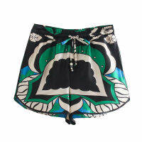 Za Green Casual Shorts Summer Fashion Draw String Elastic Waist Pantalon Capris Oversize Vintage Women Bottom Snican Outwear New