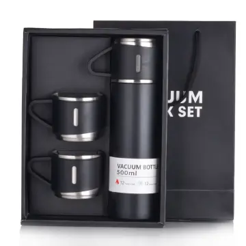 500ml Vacuum Flask Set 304 Stainless Steel Thermos Flask Bottle Cup Gift Set  Cawan Termos