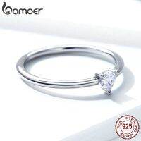 BAMOER Silver 925 Silver Simple Heart Ring For Women SCR498