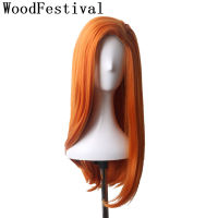 WoodFestival Orange Wig Synthetic Hair Party Cosplay Wigs Long Straight High Temperature Fiber 22 Inches