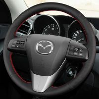 Black PU Artificial Leather Hand-Stitched Car Stee Wheel Cover For Old Mazda 3 Mazda 5 Mazda 6 2003-2015