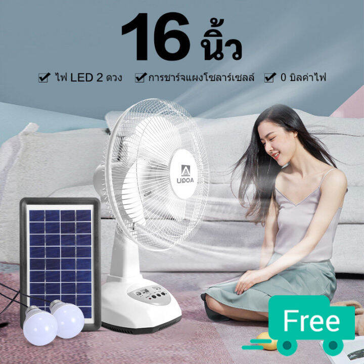 พัดลม-พัดลมโซล่าเซล-พัดลมอัจฉริยะ-โซล่าเซลล์-พัดลม-14-นิ้ว-solar-fan-พร้อมแผงโซล่าเซลส์-หลอดไฟ-led-2-หลอด-พัดลมไฟฟ้า-พัดลม-16-นิ้ว-ถูก