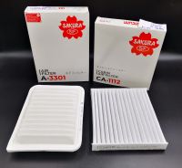 Set กรองอากาศ+กรองแอร์ Air Filter+Cabin Air Filter TOYOTA Altis (1.6/1.8/2.0) ปี2008-2013, Altis CNG 1.6 ปี2011-2013,Vios 1.5 ปี2008-2012,Yaris 1.5 ปี2006-2013 SAKURA