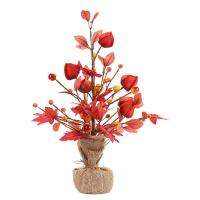 Tabletop Artificial Autumn Fall Tree Maple Leaves Berry Picks Fall Tabletop Tree Halloween Wooden Ornaments Fall Centerpieces for Indoor Home Table responsible