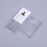 hot！【DT】۞❧№  1PCS Card Cover Badge Holder Transparent AcrylicFactory Company Office Staff Employees ID Name Tag Pass Bus Sleeve