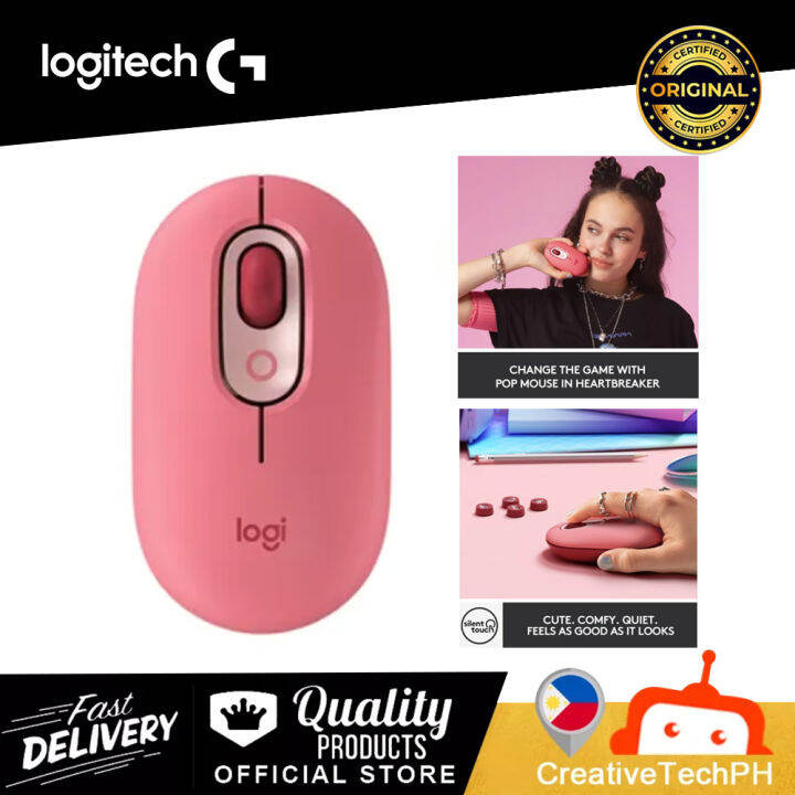 Logitech Pop Mouse Heartbreaker Wireless Mouse With Customizable Emojis Silenttouch 5071