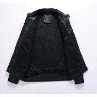 【Ready】? Mens trendy leather leather jacket trendy stitching leather jacket European and American mens Harley motorcycle suit