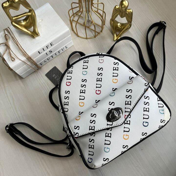 GUESS Women's Willie Logo Convertible Backpack White Lazada PH