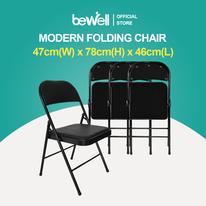 Bewell Leather Folding Chair Foldable Office Chair Meeting Seat [No installation required