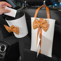 New Bowknot Hanging Car Seat Back Trash Can Storage Bag Tissue Box Tissue Bag Car Interior Accessories