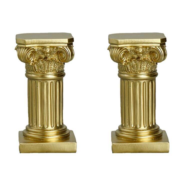 2X Gold Roman Pillar Resin Sculpture Column Decor Roman Pillar Statues