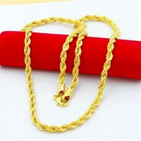 Hip Hop plated 24K Gold Necklace 4MM Twisted Rope Twist Electroplating Gold Necklace for Men amp; Women Wedding Jewelry Gifts 【hot】xfl359 ！