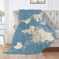 Retro World Map Flannel Throw Blanket Lightweight Cozy Warm Couch Sofa Bed for Home Camp Travel Gifts for Girl Women Birthday