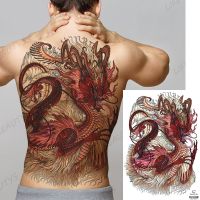 Full Back Temporary Tattoo Flash Fish Dragon Tiger Fox Solider Cool Body Art Waterproof Fake Tatoos Sticker Man Woman