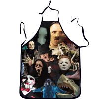 Halloween Aprons Skull Printing Adult Kitchen Apron Dinner Party Cooking Apron Tablier Cuisine Kitchen Apron Tablier Enfant Aprons