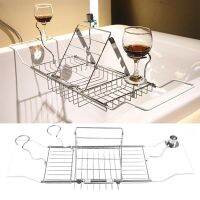 Metal Telescopic Bathtub Rack Stainless Bathtub Tray Retractable Shower Organizer Holding Wine And Towels Bathroom Accessories