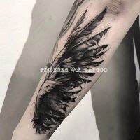 Big Wings Dark Temporary Fake Tattoo Stickers Floral Arm Feathers Waterproof Tatouages Et Art Corporel Men Women Cool Adesivos Stickers